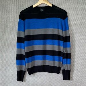 Vintage Striped Sweater (Blue, Black, Gray)